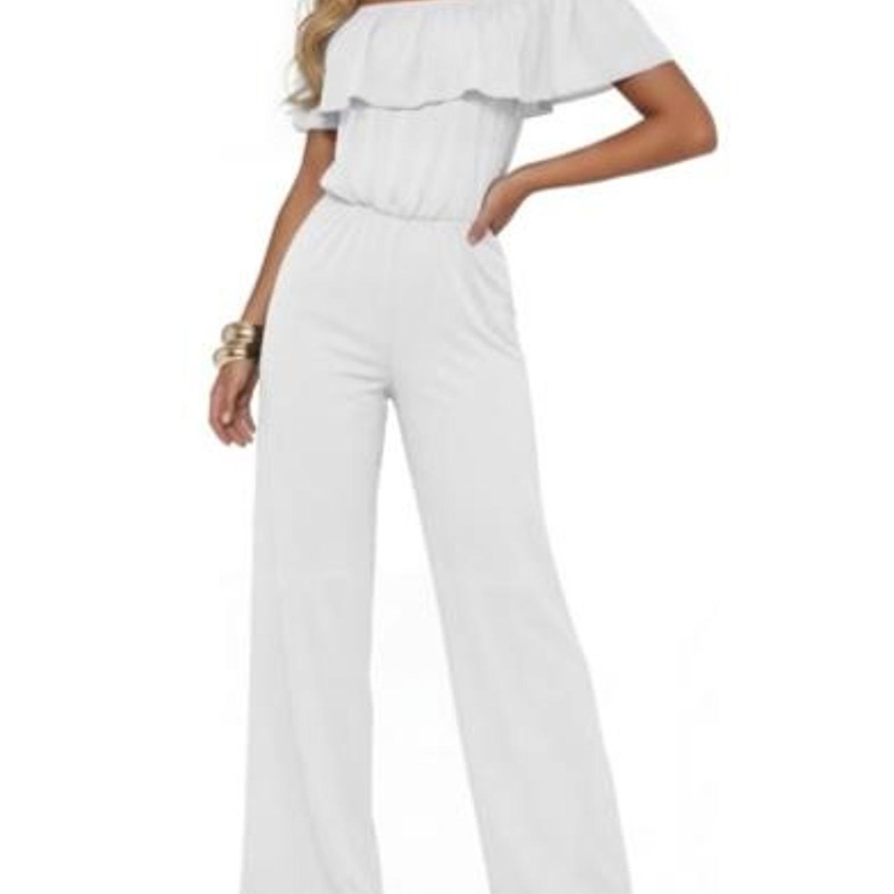 Hybrid & Company Women's Lightweight Off Shoulder Jumpsuit